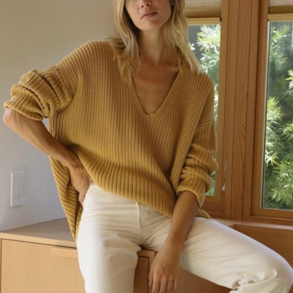 Jenni Kayne Cotton Cabin Sweater in Mustard - Picture 1 of 10